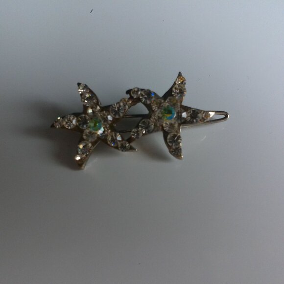 Stars Hair Clip, silver color, white rhinestone, shiny crystals - Picture 11 of 14
